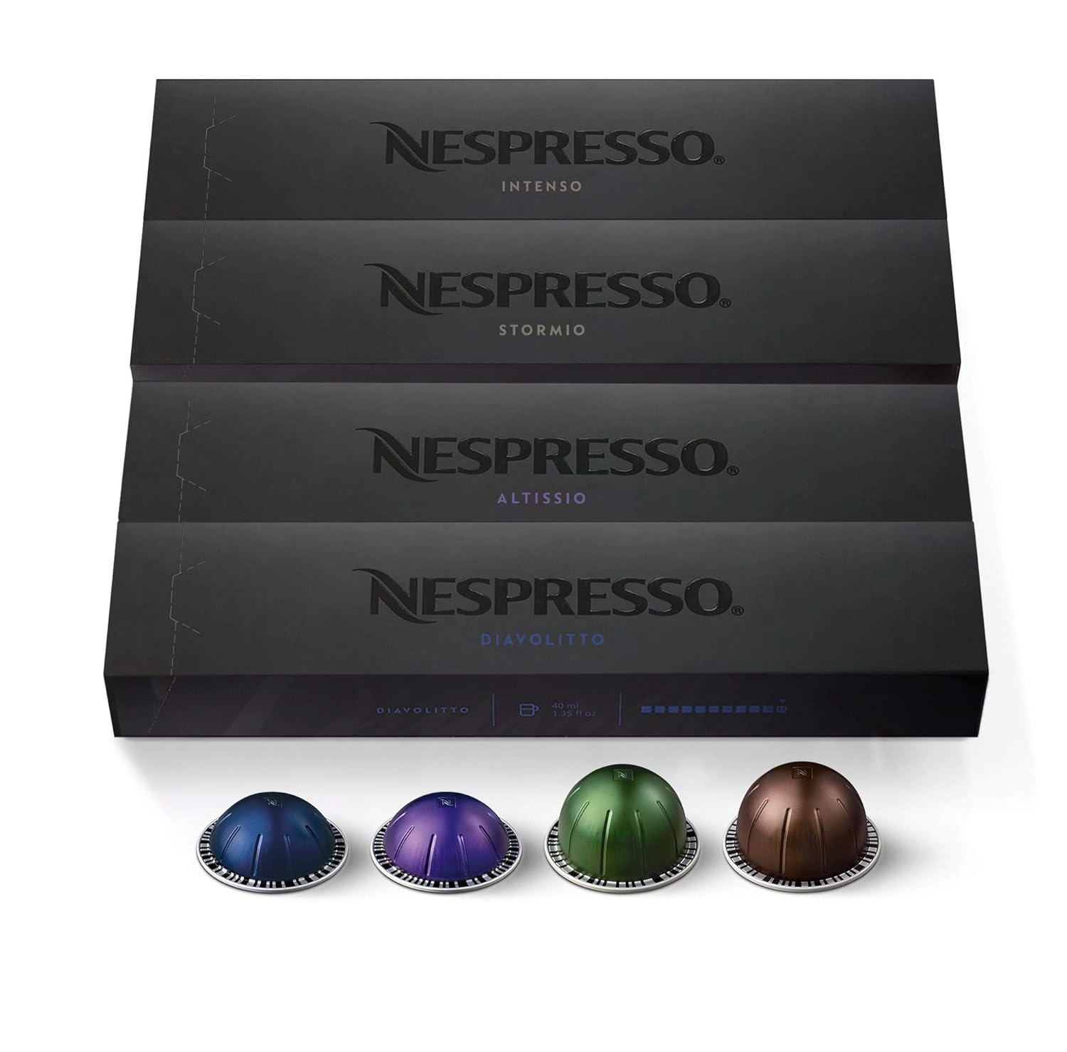 Nespresso Capsules Vertuo - Dark Roast Coffee & Espresso Variety Pack | 40-Count Pods for 7.8 oz & 1.35 oz Brews