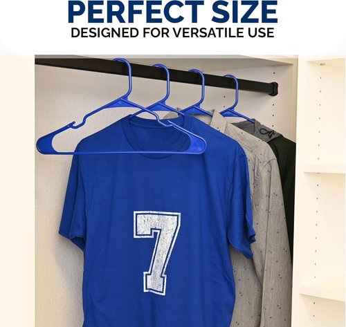 Closetselect Plastic Hangers 50 Pack - Durable Space-Saving Non-Slip Shirt & Coat Hangers | Made in USA