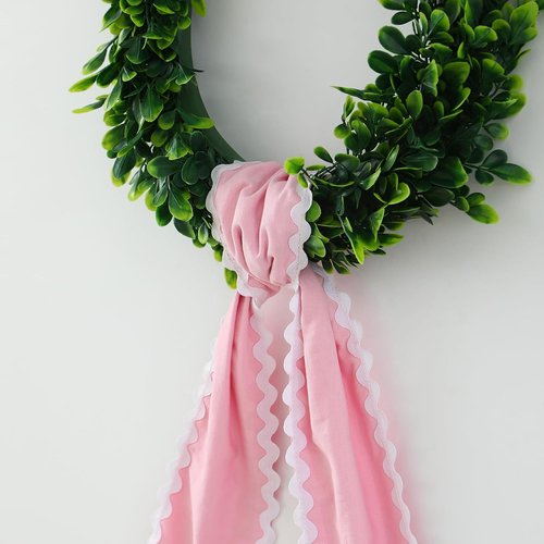 DYSHAYEN Wreath Sash - Canvas RIC Rac Trim for Front Door | Indoor & Outdoor Bridal Shower Decor (Pink-White)