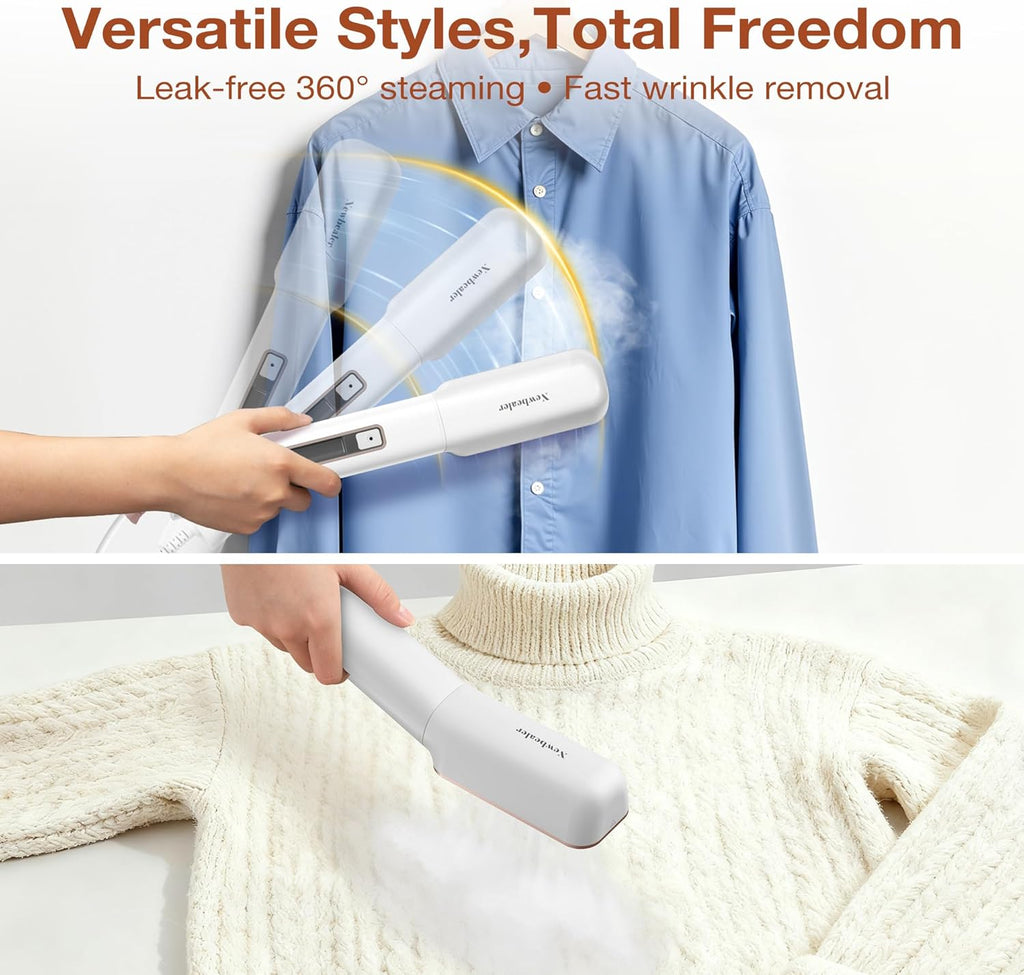 Newbealer Travel Iron - 2-in-1 Clothes Steamer & Dry Iron with Non-Stick Ceramic Soleplate | Gold, Global Voltage 100-240V