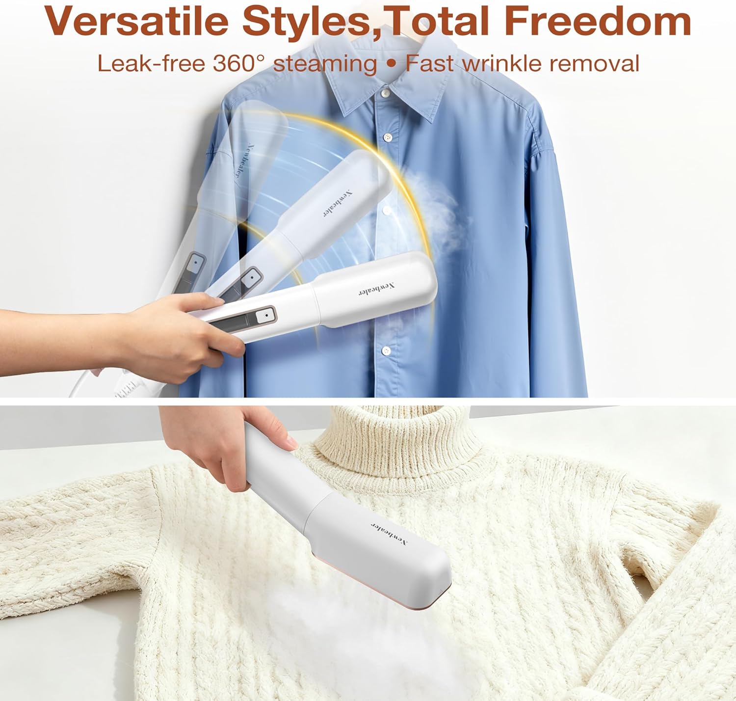 Newbealer Travel Iron - 2-in-1 Clothes Steamer & Dry Iron with Non-Stick Ceramic Soleplate | Gold, Global Voltage 100-240V