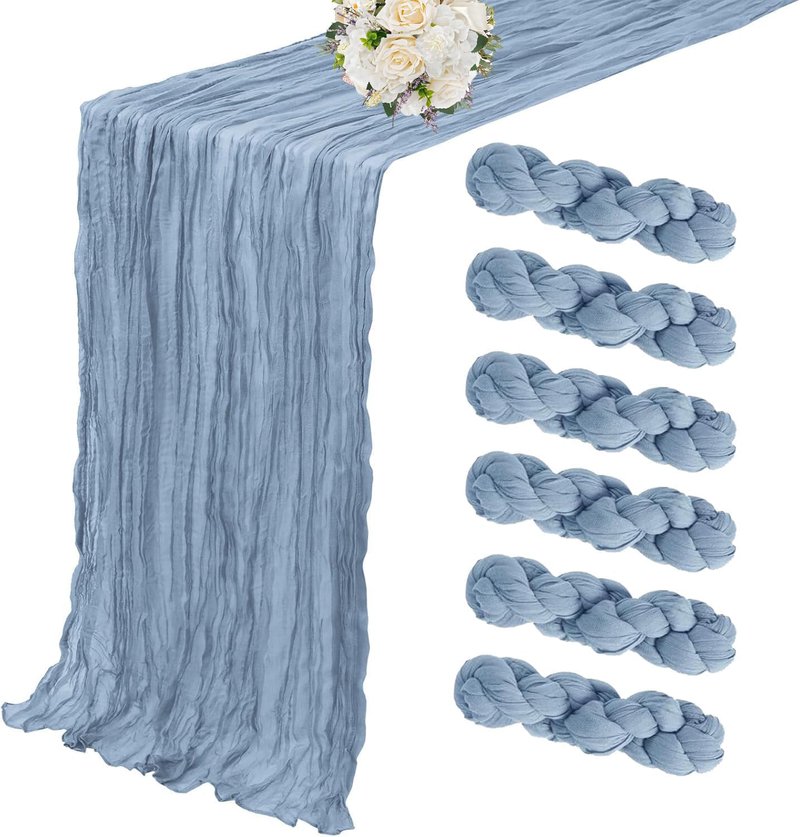6 Pack Cheesecloth Table Runner - Sage Green Table Runner Boho Gauze Fabric Cheese Cloth Table Runners 35 x 120 Inch Rustic Sheer Runner for Romantic Wedding Table Decoration