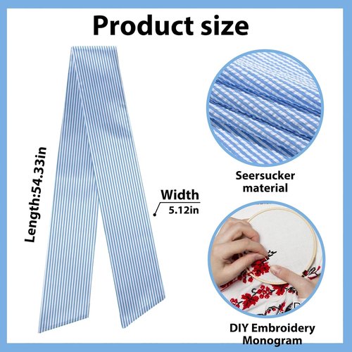 Blue Seersucker Baby Shower Wreath Sash - Stylish Front Door Decor for Weddings & Birthdays
