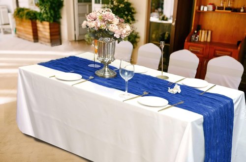 30 Pcs Royal Blue 10FT Cheesecloth Table Runner 23"x120" Romantic Cheese Cloth Table Runners Rustic Sheer Runner Boho Gauze Table Runner for Wedding Arch Bridal Baby Shower Birthday Party Garden Décor