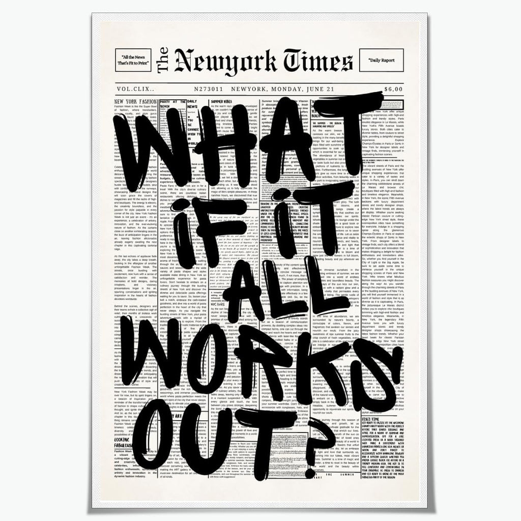 Skiennix Retro Black and White Newspaper Wall Art - Positive Quote Canvas Print 12x18 Inch Unframed | Trendy Apartment Decor