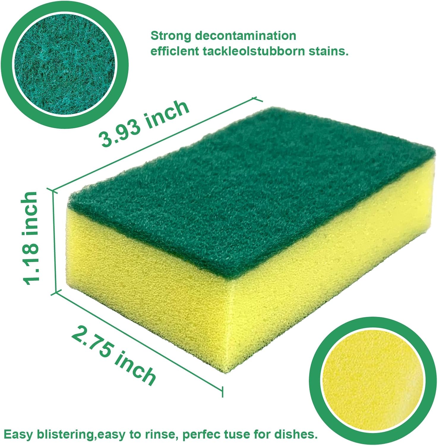 Skiennix Kitchen Cleaning Sponges - Non-Scratch Scrub Sponges, Stink-Free, 24 Pack for Pots & Pans