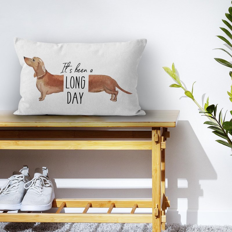 HIWX It's Been A Long Day Pet Dog Dachshund Decorative Pillowcase Throw Pillow Cover, Funny Dachshund Dog Quote for Sofa Bed Room Home Couch Decor 12 x 20 Inch Pillow Case