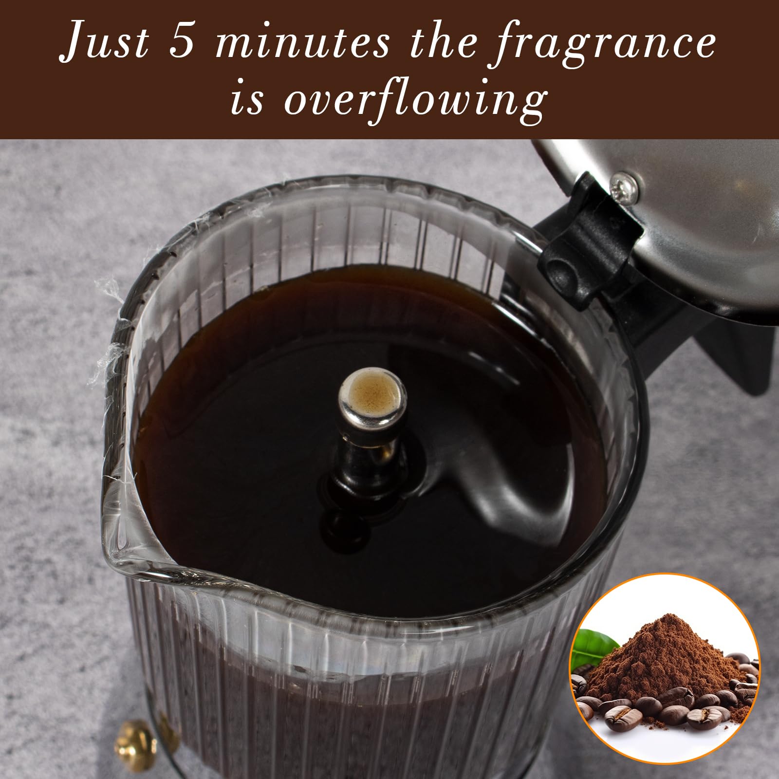 LAOION Stovetop Espresso Maker, 6Cup 240ml Moka Pot, Crystal Glass-top & Stainless Steel Coffee Maker Mocha Pot, Greca De Cafe, Cuban and Italian Coffee Maker for Cafetera Cubana