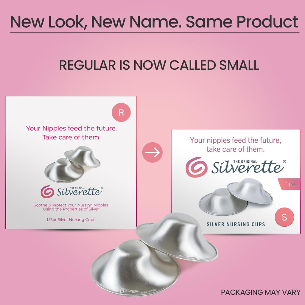 Silverette® Nursing Cups - Original Silver Nipple Covers for Breastfeeding Essentials | Regular Size 925 Silver
