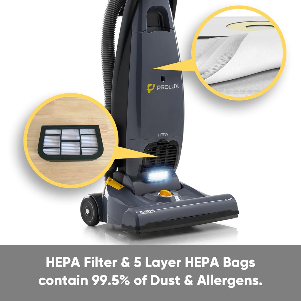 Prolux Phantom Pro Vacuum Cleaner - Lightweight 12lbs with HEPA Filtration & Onboard Tools | Ideal for Commercial Use