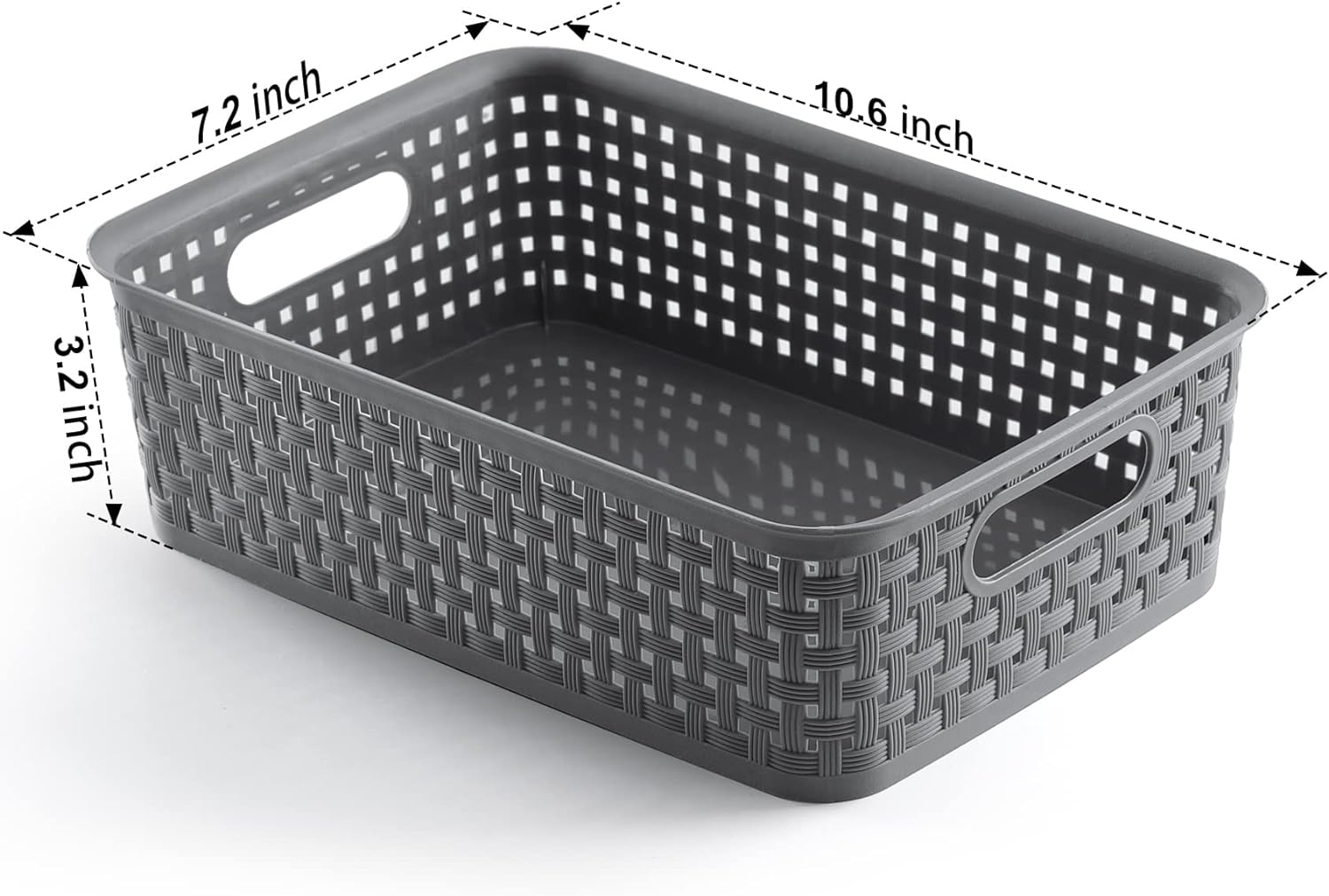 NETANY Plastic Storage Baskets - 8 Pack, Durable Gray Baskets for Easy Organization | Multi-Purpose Use