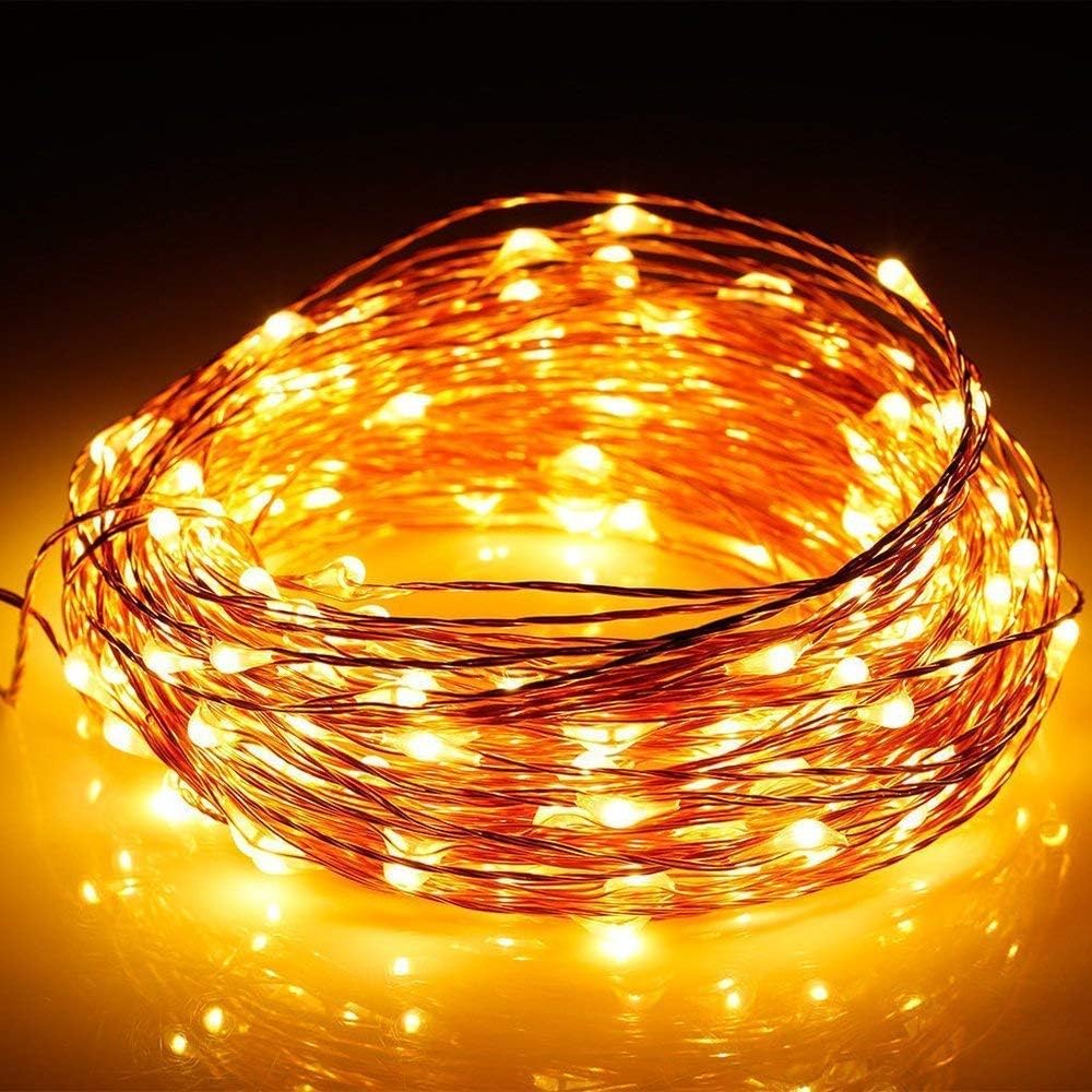 Skiennix Copper Wire String Lights - 132 Feet, 400 LEDs, Dimmable Warm White | 8 Scene Modes for Indoor Decor