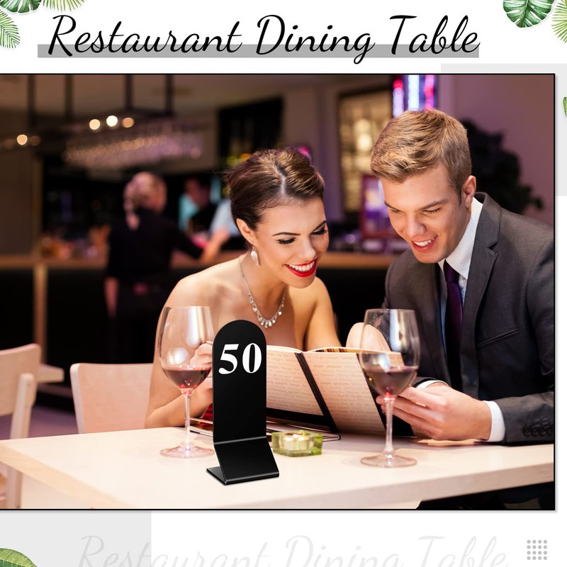 Remerry 50 Pcs Table Numbers 1-50 Acrylic Double Sided Number Cards for Restaurant Acrylic Tent Table Holders Tent Cards Wedding 2.36 x 6.3 Inch (White)