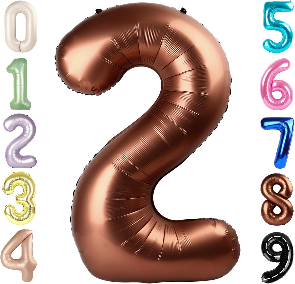 Skiennix 40-Inch Coffee Brown Number Balloons - Perfect for 2nd, 12th, 21st Birthday & Celebration Decor