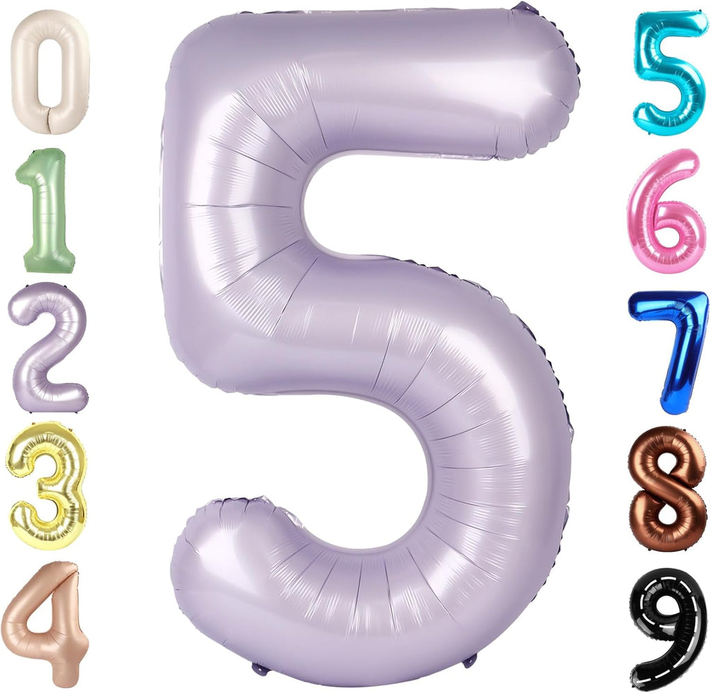 Skiennix 40-Inch Balloon Numbers - Big Cream Purple Balloons for 5th Birthday & Wedding Decor