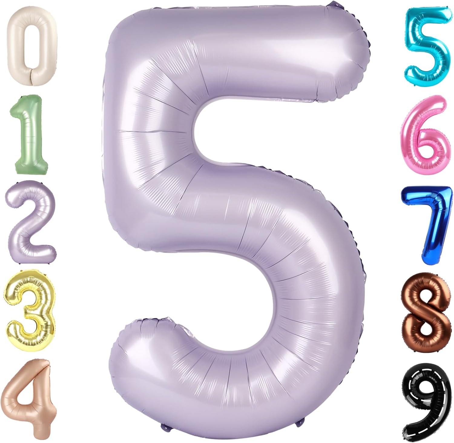 Skiennix 40-Inch Balloon Numbers - Big Cream Purple Balloons for 5th Birthday & Wedding Decor