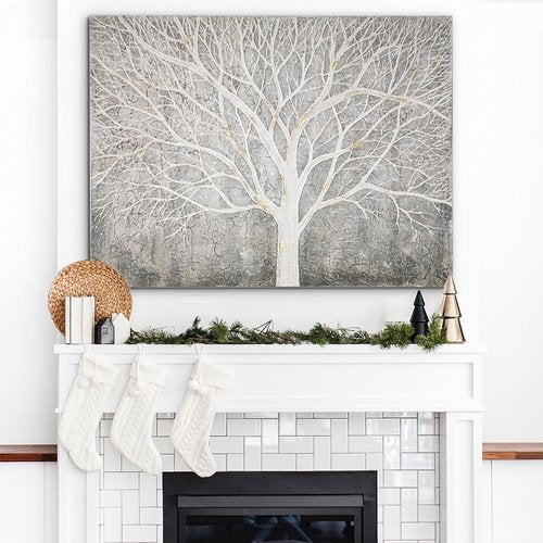 Briful Large Tree Wall Art Hand-painted Nature Tree of Life Abstract Wrap Canvas Oil Painting Modern Landscape Artwork Unframed Wall Hanging Decor for Home Office Living Room Bedroom Decor, 30"x40"