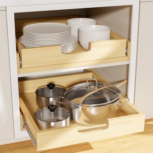Grehitk Pullout Cabinet Organizer, 11''W×21''D×3''H Slide Out Shelves for Kitchen Cabinets, Pull out Drawers for Kitchen Cabinets, Pantry, Bathroom, & Storage Organization