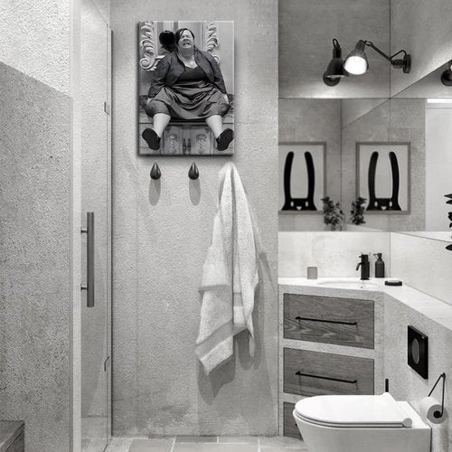 Funny Bathroom Wall Art Set by Vintage Humor | Black and White Dumb and Dumber Posters - Framed 16x24in