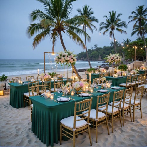 Hunter Green Spandex Table Clothes for 6 Foot Rectangle Tables, 2 Pack Wrinkle Free Rectangle Table Cloth 6ft Stretch Fitted Tablecloths with Skirt for Parties Weddings Birthday Banquet Baby Shower