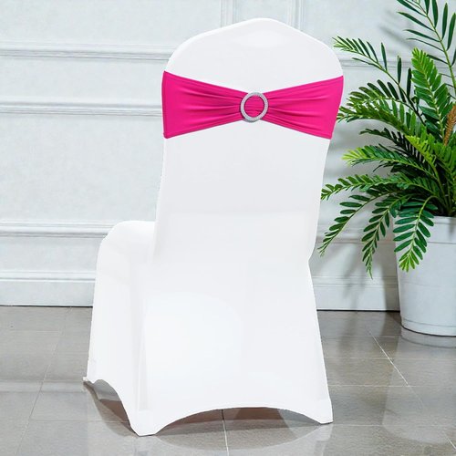 MDS Premium Spandex Chair Sashes - Stretchy Bow Covers with Buckle Slider | Pack of 100 - Magenta
