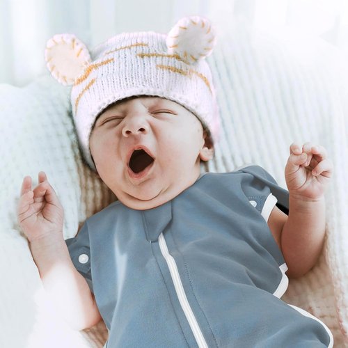 ANYEDDE Arms Up Swaddle 0-3 Months - Breathable Newborn Sleep Bags with Removable Cuffs, Blue Dolphin