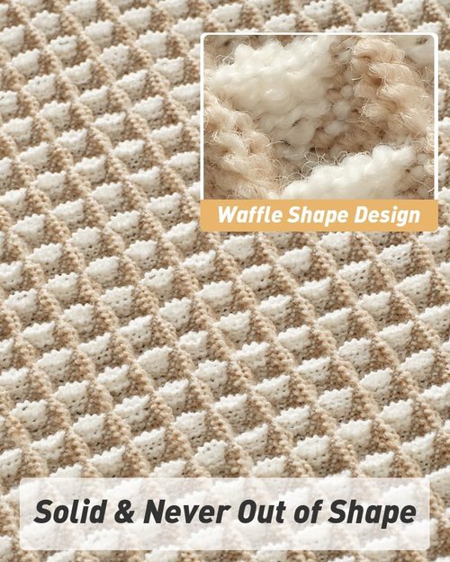 AMOAMI Waffle Bath Mat - Super Absorbent Non-Slip Bathroom Rug | Machine Washable, 17" x 24", Brown & Cream