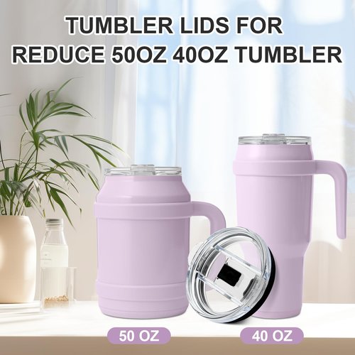 2Pcs Tumbler Lid Replacement Compatible With Reduce 40oz 50oz, Accessories for Reduce Tumbler Cup, Bpa-Free, Reusable Replacement Lid