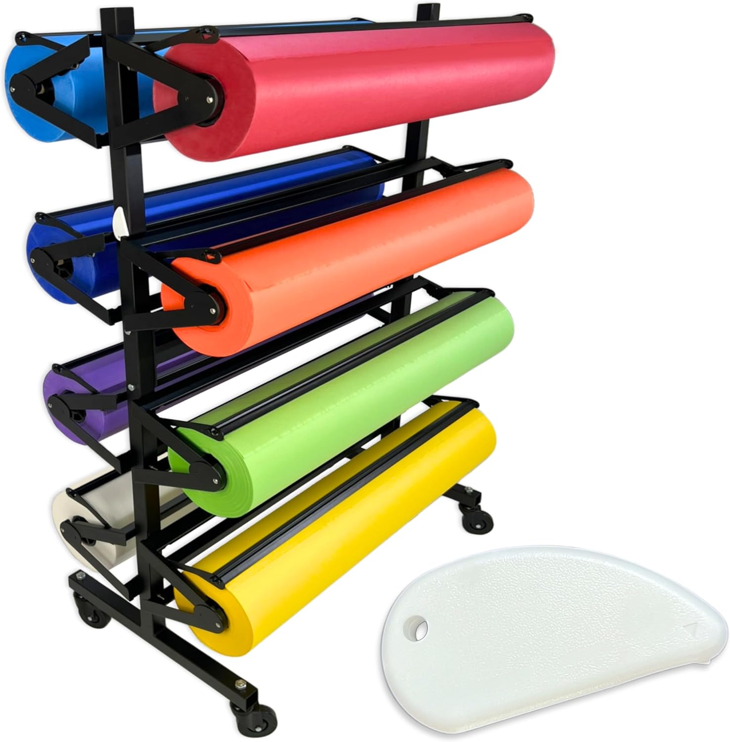 Skiennix Paper Roll Holder - Durable Dispenser Rack & Cutter | 8 Racks for 36" Craft, Gift Wrap & Art Rolls