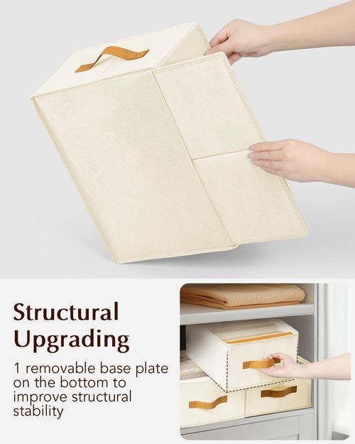 Homsorout Clothes Organizer - Foldable Fabric Jeans & Sweater Storage with Handles | 6 Pack, Beige