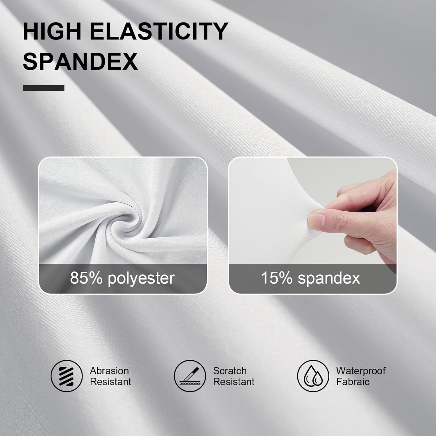 Trlyc Spandex Chair Covers - 100 Pcs Universal Fitted Stretch Slipcovers for Weddings & Events | White