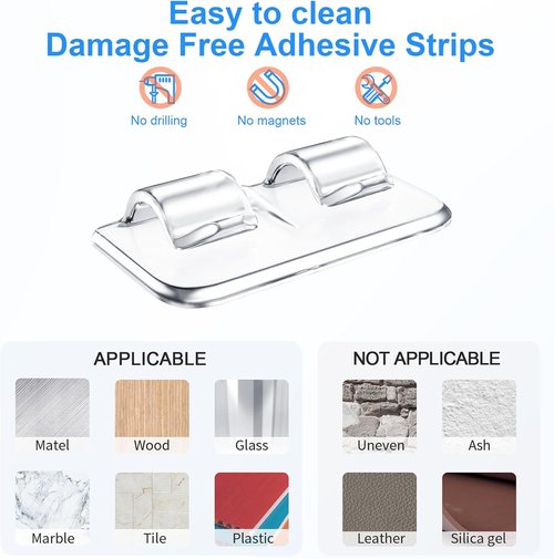 Hetyue Heavy-Duty Hooks for Outdoor String Lights | 26Pcs Waterproof Adhesive Clips - Clear Cord Holders