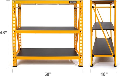 DEWALT Heavy-Duty 4-Foot Industrial Storage Rack - 3 Shelves, Metal Shelving, 4,500 lb Capacity