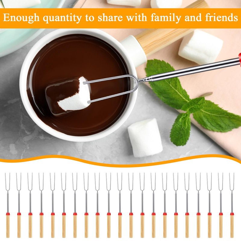 Yoande 12 Sets S'mores Sticks Kit Extendable Roasting Cotton Candy Stick for Fire Pit Camp Bachelorette Decorations One Happy Camper Birthday Party Favor for Wedding Camping Campfire Bonfire Supplies