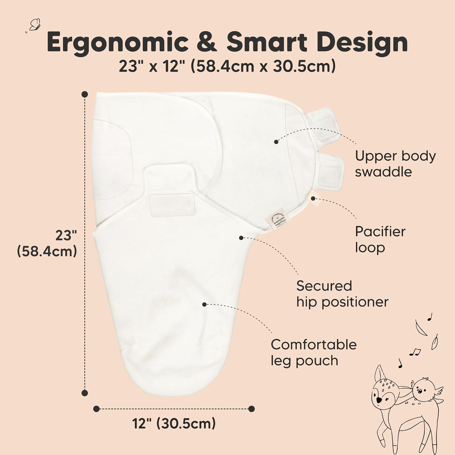 Organic Baby Swaddle Sleep Sacks by [Brand Name] - Soft & Snug Newborn Swaddles for Infants 0-3 Months | 3-Pack in Soft White