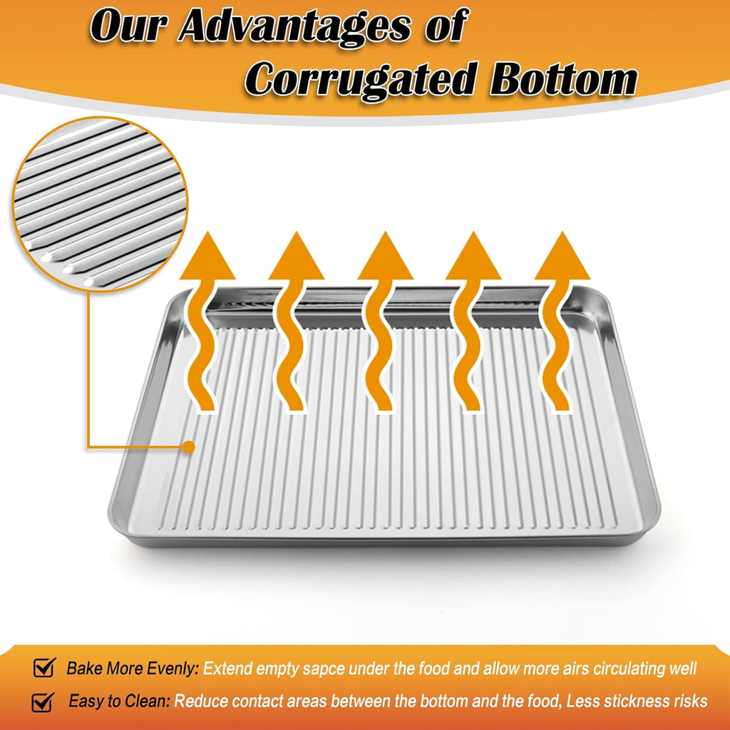 P&P CHEF Stainless Steel Baking Oven Pan - Versatile Cooking Sheet with Wire Rack | 17.5 x 13 x 1 Inch