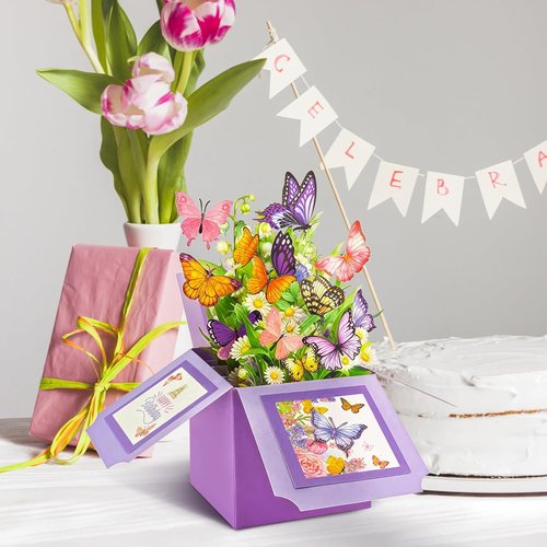 Butterfly Pop Up Card Box - Elegant Birthday Cards for Women | Perfect Gift for Mom, Daughter, Sister