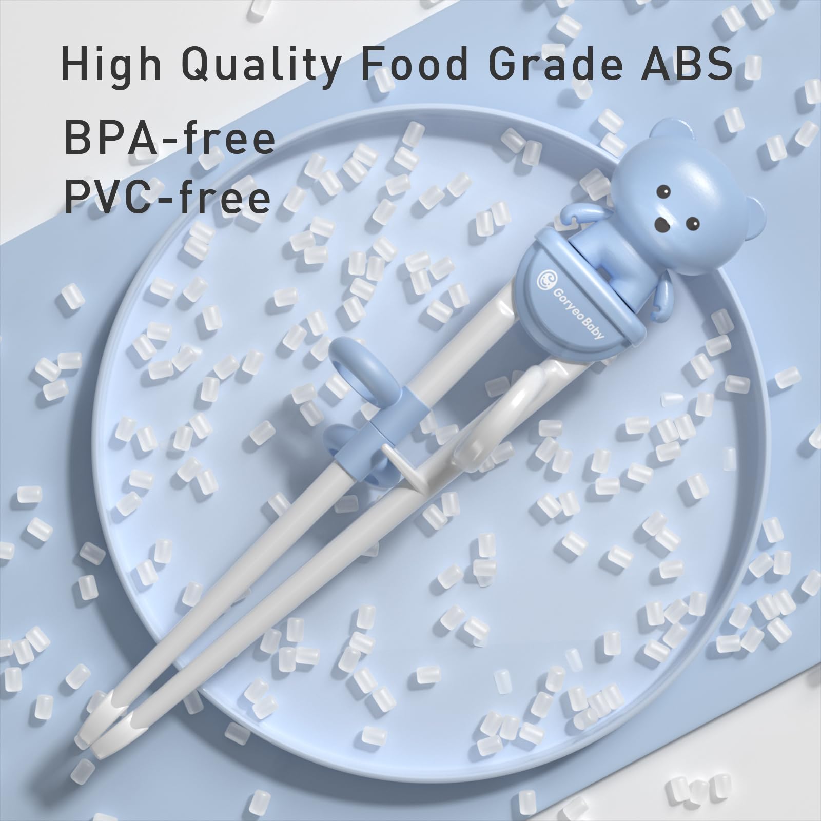 Goryeo Baby Training Chopsticks for Kids - Kids Chopsticks Use Completely Harmless Material - Anti-dislocation Buckle Design - Includes Portable Box (Blue)