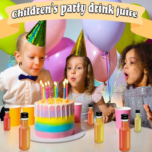 Mini Liquor Bottles,50 Pack Empty Spirit Bottles with Black Screw Cap,1.7oz Reusable Plastic Alcohol Shot Bottle with 10 Funnels for Baby Shower,Party,Weddings