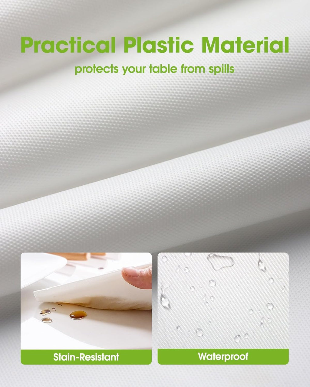 Pureegg Disposable Plastic Table Cloths - Leakproof 54x108 Inch Rectangular Covers | 3 Pack, White
