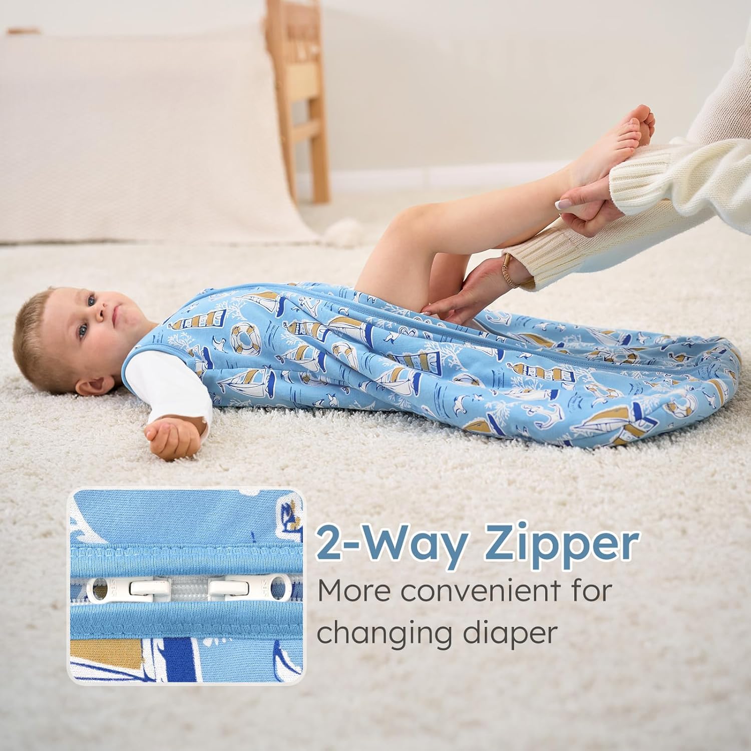 Yoofoss Baby Sleep Sack | 1.5 Tog Organic Cotton Wearable Blanket for Infants 0-6 Months