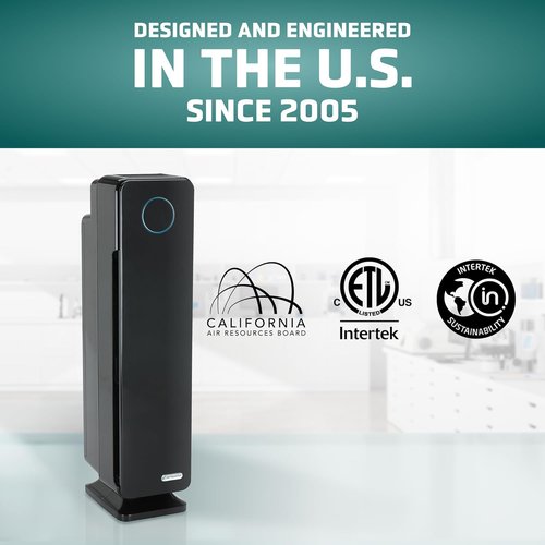 GermGuardian Air Purifier - HEPA Filter for Wildfire Smoke & Pet Dander | Covers Up to 870 Sq. Ft., Black