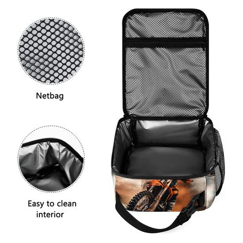 DOINBEE Dirt Bike Motocross Lunch Bag for Boys Kids Men, Funny Motorcycle Rider Reusable Lunch Box, Portable Insulated Food Container Lunch Cooler Handbags for School Work Beach Picnic Travel
