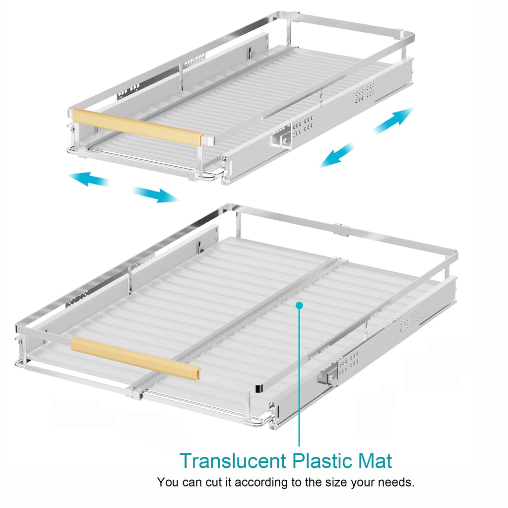 iPEGTOP 2 Pack Pull Out Cabinet Drawer Shelf Organizer, Extendable Sliding Slide Out Pantry Shelves Storage Heavy Duty for Kitchen Cabinets Under Sink, Adjustable Width 12.1~18.4" W x 22.4" D