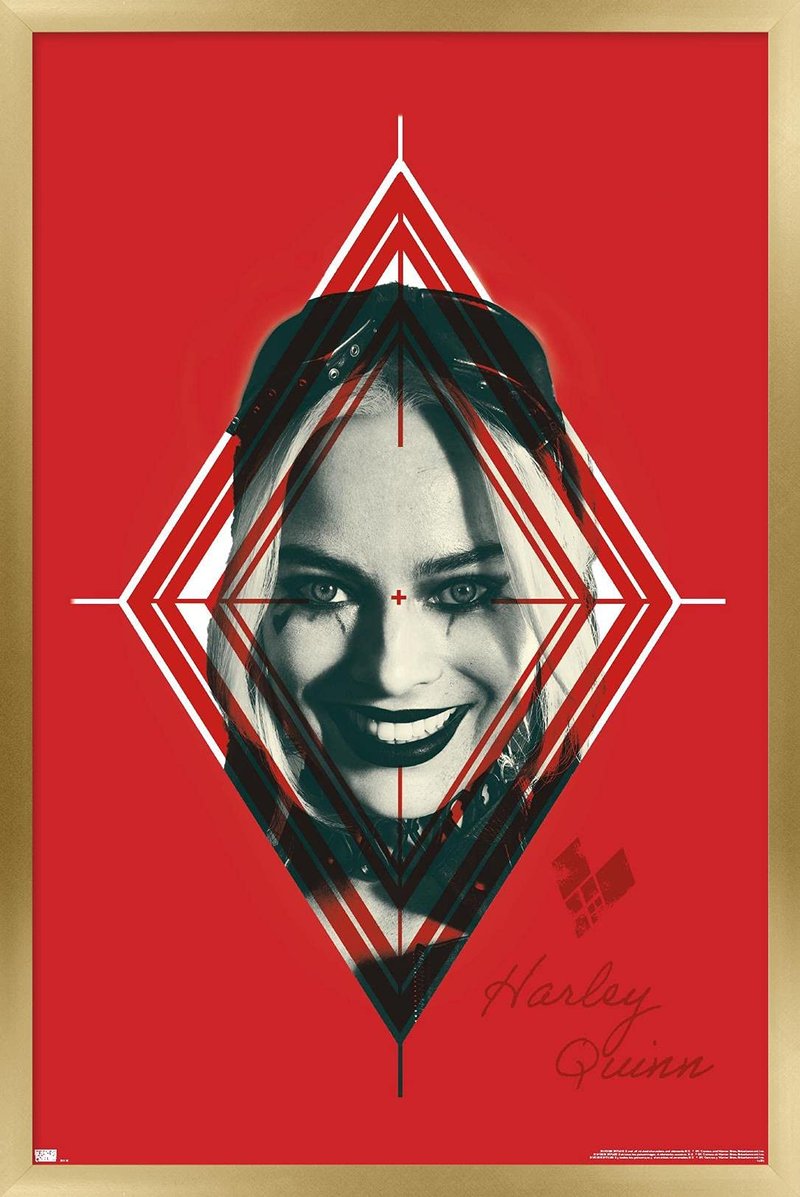 Trends International DC Comics Movie The Suicide Squad - Harley Quinn Target Wall Poster, 22.4L x 14.7W, Gold Framed Version