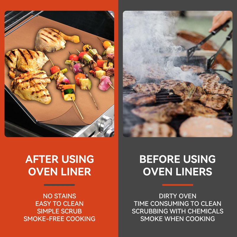 Oven Liners for Bottom of Oven - 2 Pack Large Heavy Duty Mats, 23.6"x15.7" Non-Stick Reusable Liner for Electric, Gas, Toaster Ovens Grills - BPA & PFOA Free Kitchen Accessory to Keep Oven Clean