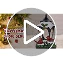 GlexpFesti Christmas Snow Globe Lantern with Cardinals & Glittering Globe, Timer, Battery Operated