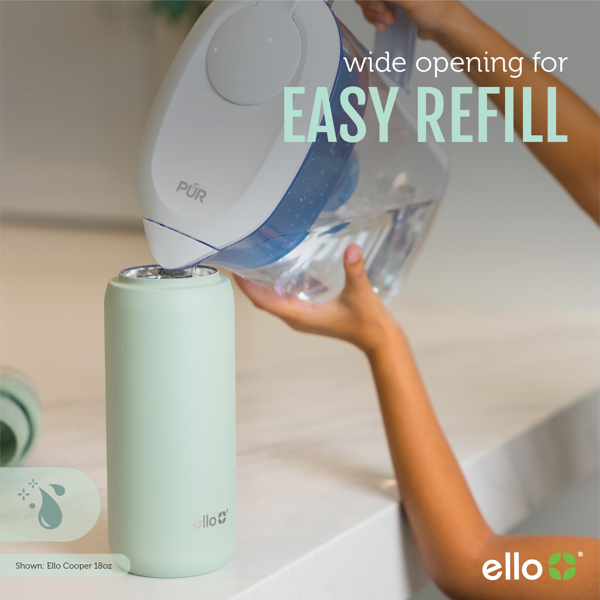 Ello Cooper 18oz Kids Stainless Steel Water Bottle with Straw and Carry Handle, Double Walled and Vacuum Insulated Metal, Leak Proof Locking Lid with Soft Silicone Spout, Reusable, BPA Free, Black