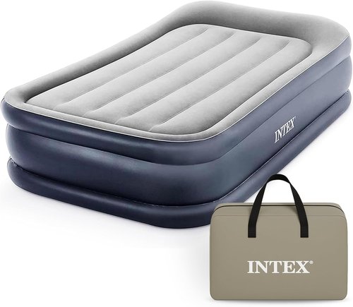 Intex Dura-Beam Plus Deluxe Pillow Bed - Twin Size with Built-in Electric Pump | 300lb Capacity