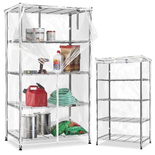Dalema Waterproof Shelf Cover,Durable Dustproof Storage Wire Rack Covers,Outdoor Shelving Covers for Wire Shelves with Zipper 36''x18''x72'',Clear,Cover Only